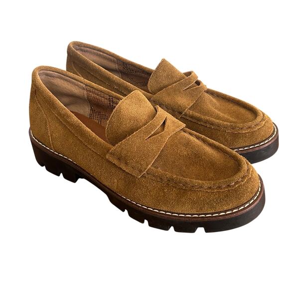 White Mountain Shoes - 90s White Mountain Gunner Chunky Loafers Brown Suede Leather Shoes Women's 8.5